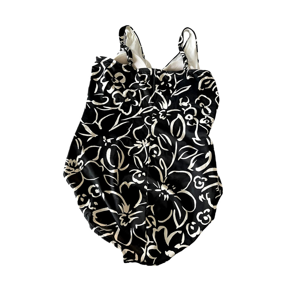 Trimshaper 16 One Piece Floral Swim Suit Black White Sexy Plus Size XL - Picture 2 of 4